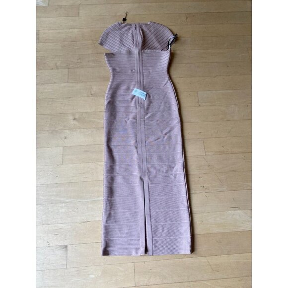 Herve Leger BNWOT womens cap sleeve blush pink midi dress NEW sz Xsmall - Picture 7 of 13